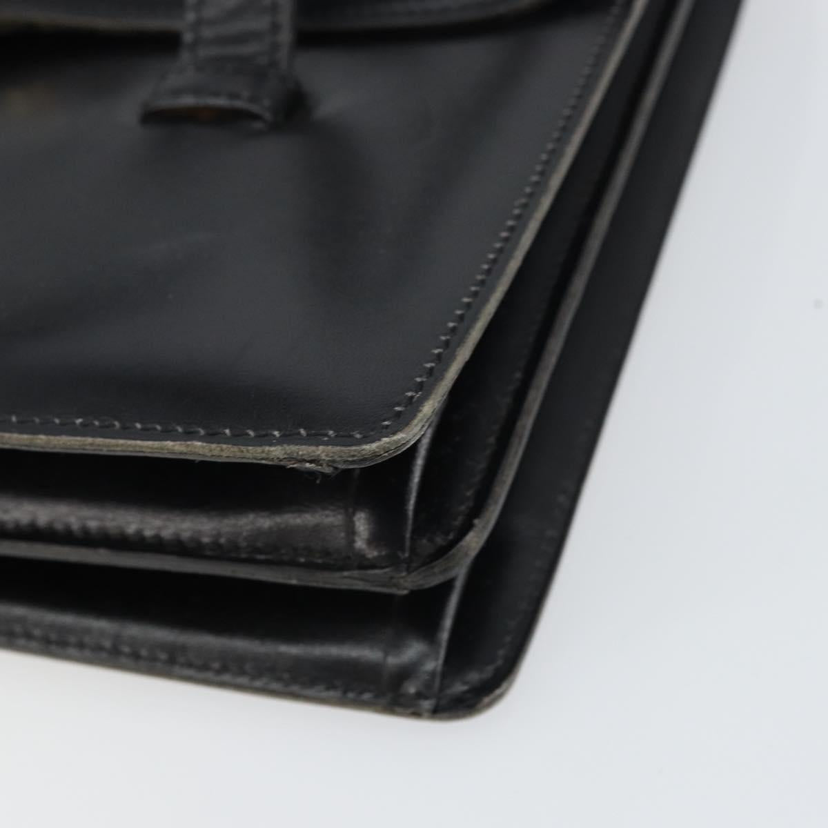 Christian Dior Hand Bag Leather Black Gold Auth ep12247