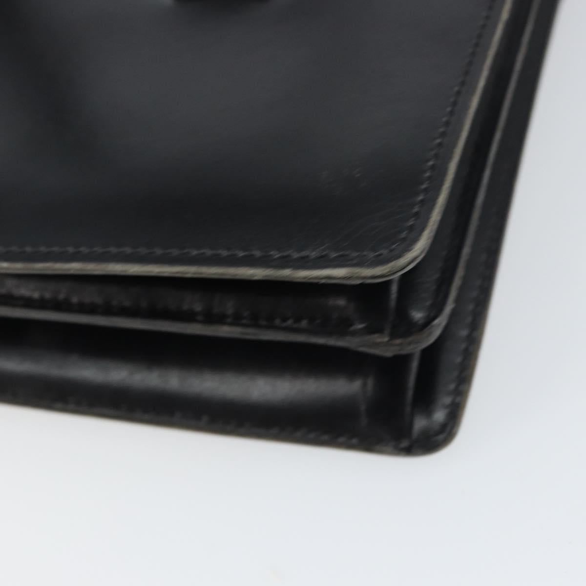 Christian Dior Hand Bag Leather Black Gold Auth ep12247