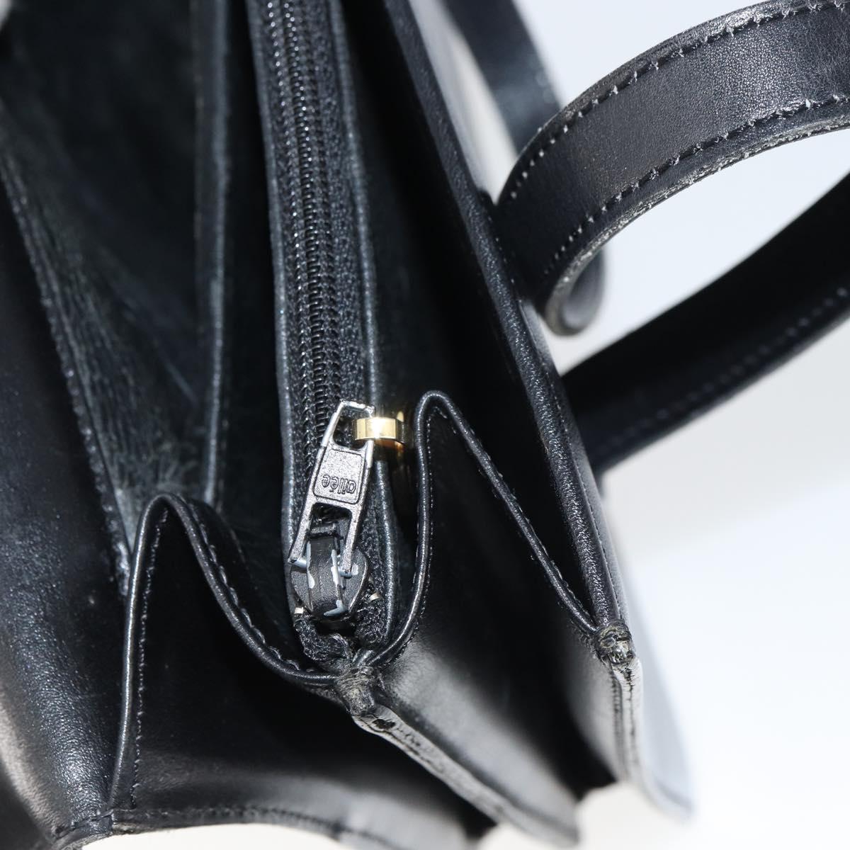 Christian Dior Hand Bag Leather Black Gold Auth ep12247