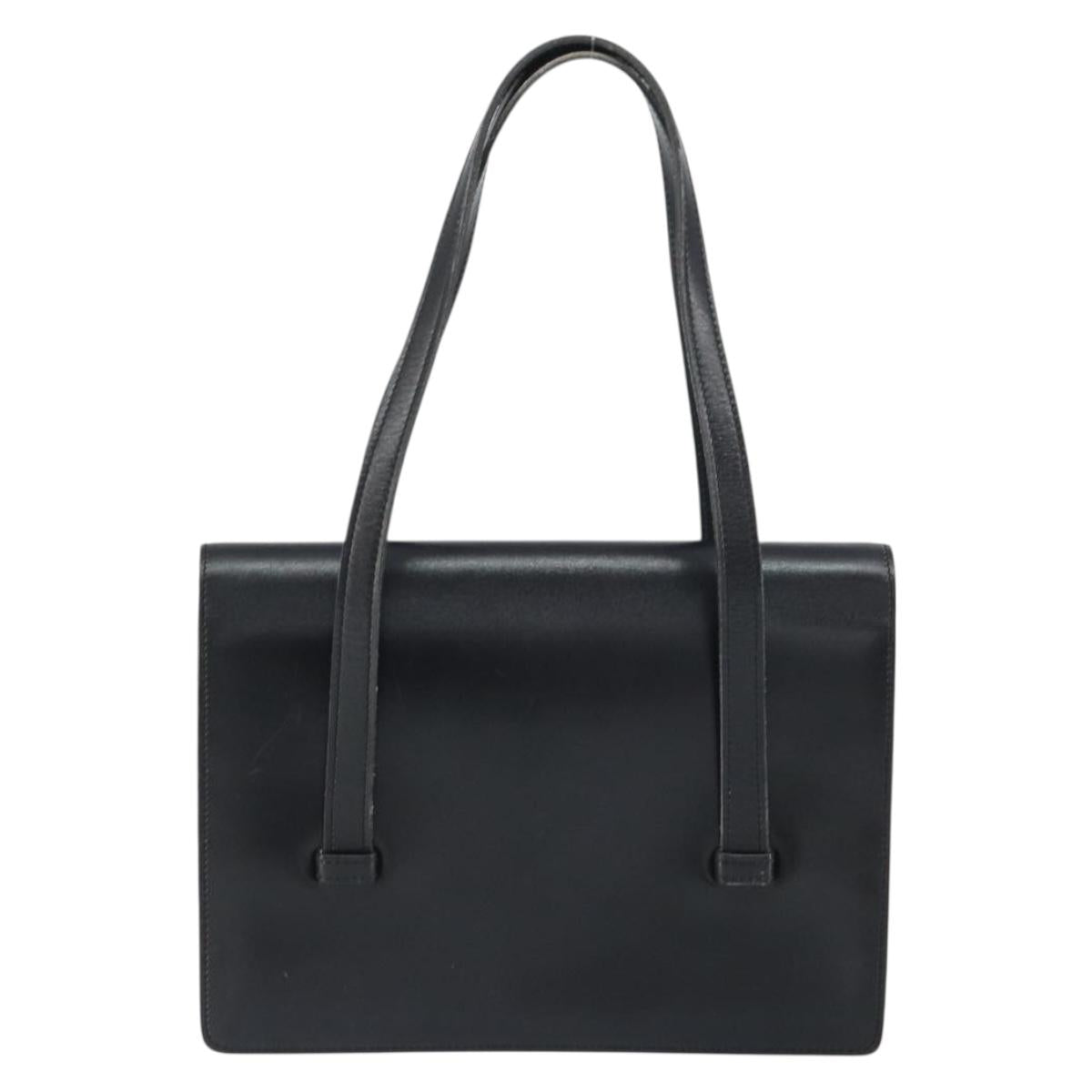 Christian Dior Hand Bag Leather Black Gold Auth ep12247