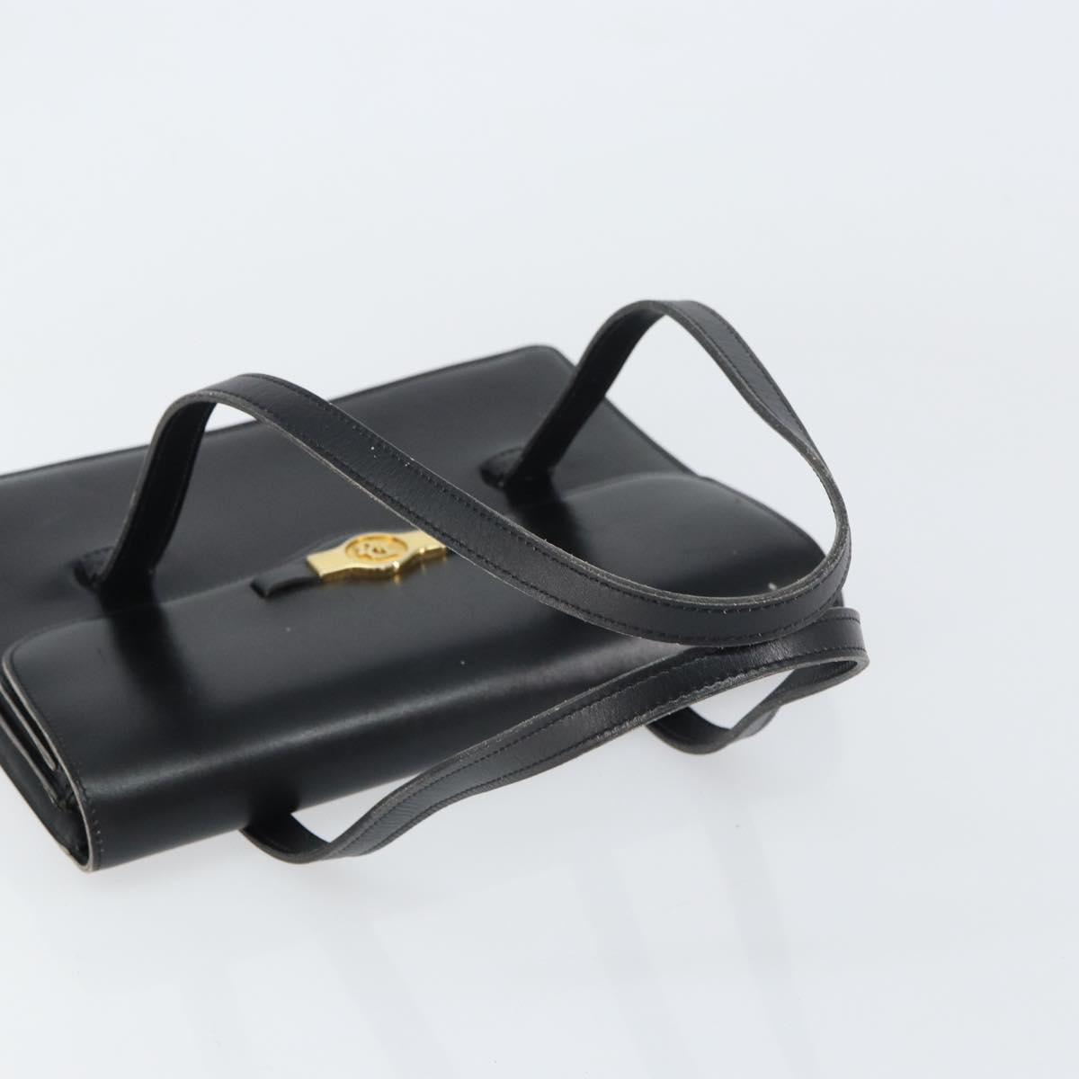 Christian Dior Hand Bag Leather Black Gold Auth ep12247