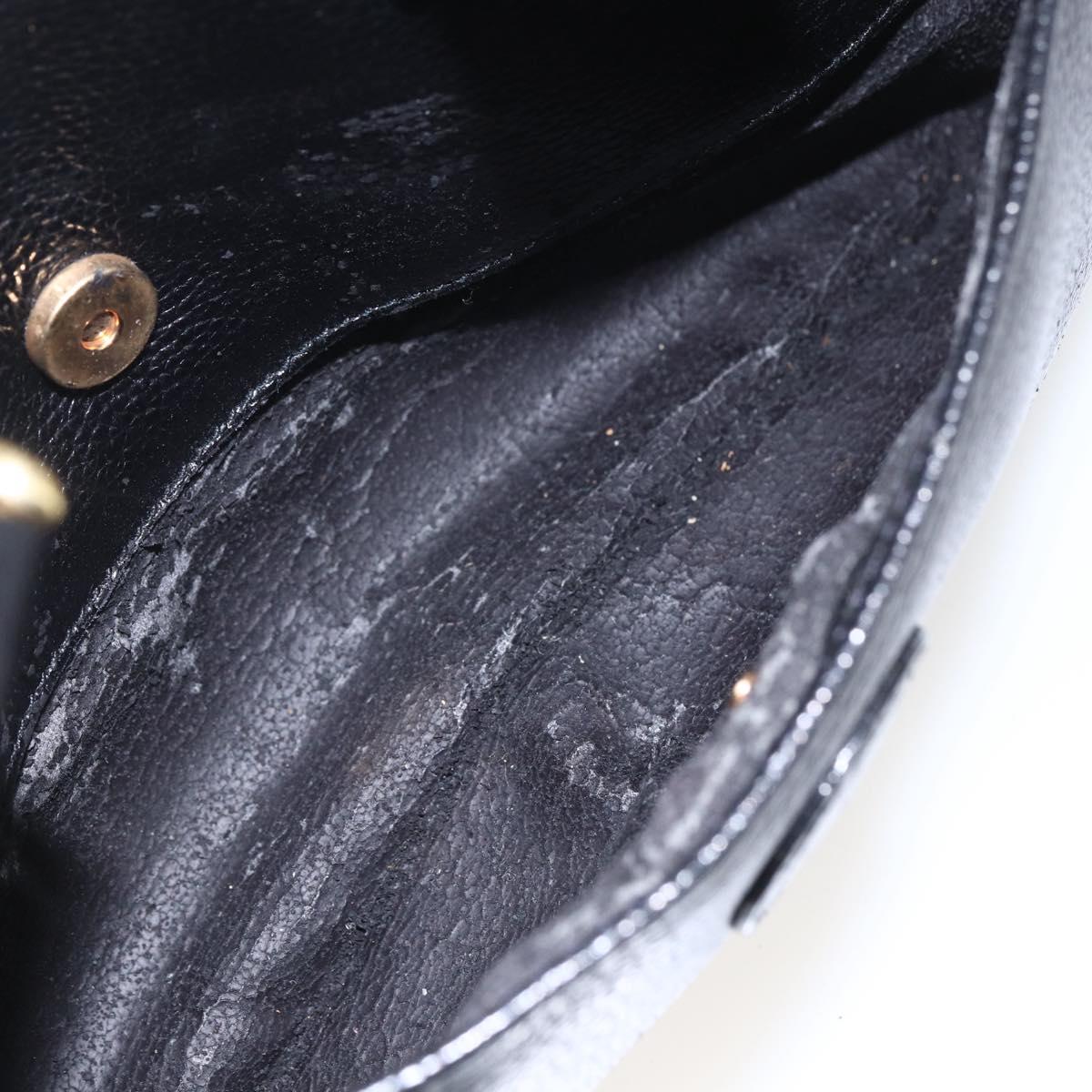GUCCI Hand Bag Leather Black Gold 000 58 0265 Auth ep12255