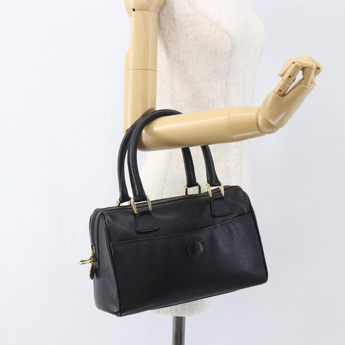 GUCCI Hand Bag Leather Black Gold 000 58 0265 Auth ep12255