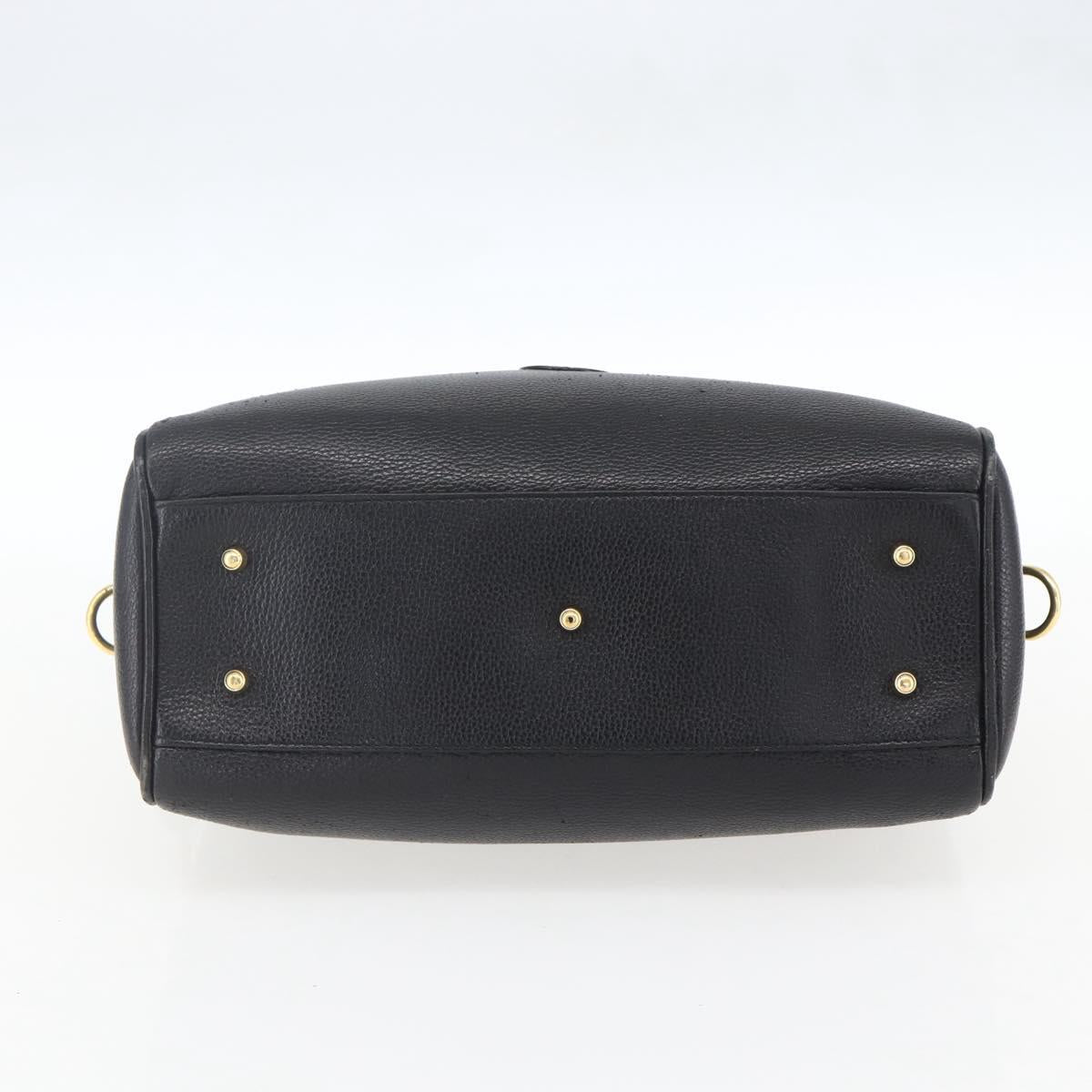 GUCCI Hand Bag Leather Black Gold 000 58 0265 Auth ep12255