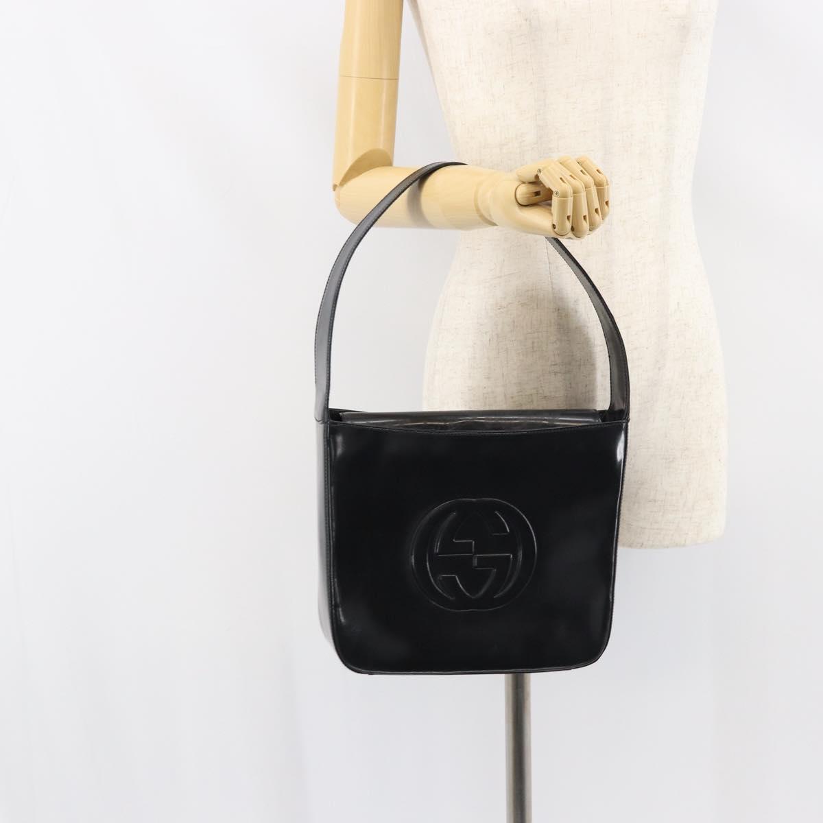GUCCI Shoulder Bag Enamel Black 000 0506 Auth ep12258