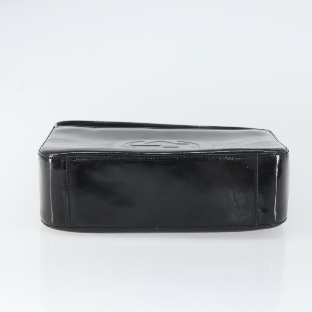 GUCCI Shoulder Bag Enamel Black 000 0506 Auth ep12258