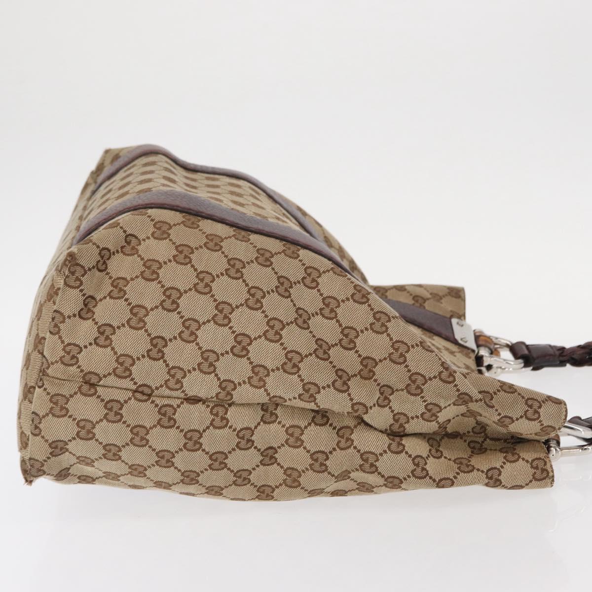 GUCCI GG Canvas Bamboo Tote Bag Beige Silver 232946 Auth ep12263