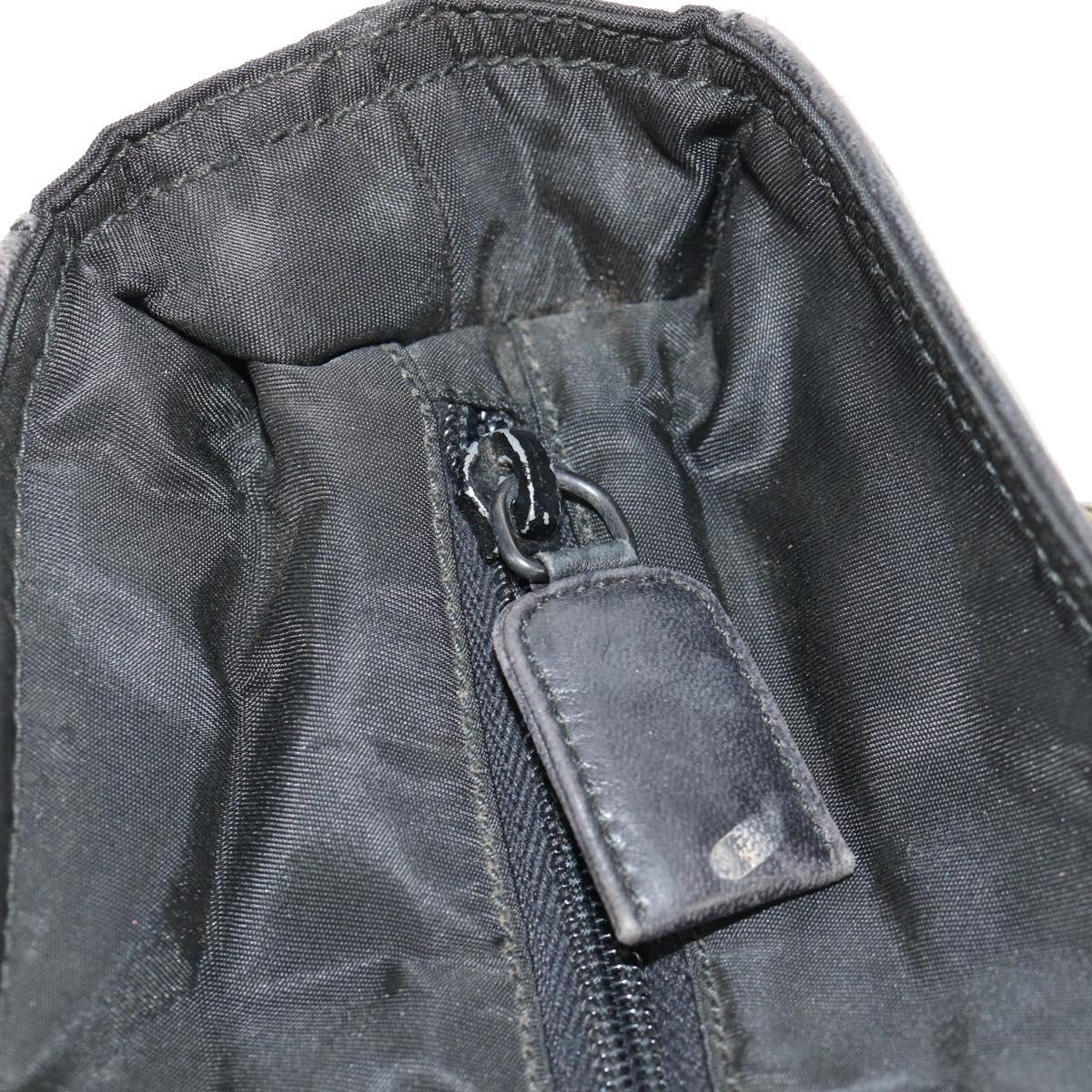 PRADA Chain Shoulder Bag Leather Nylon Black Auth ep12271