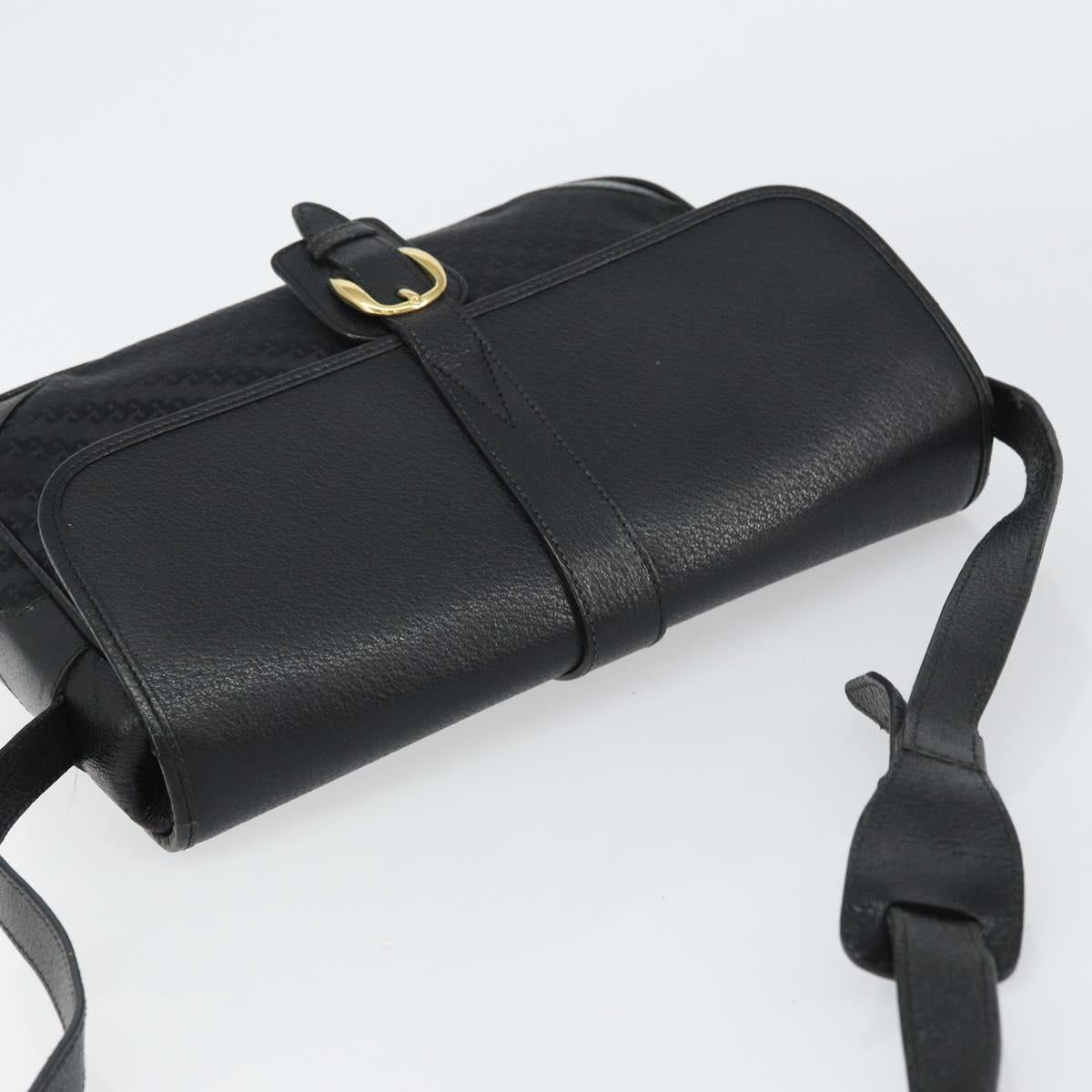GUCCI Shoulder Bag Leather Canvas Black Gold 001 113 0613 Auth ep12275
