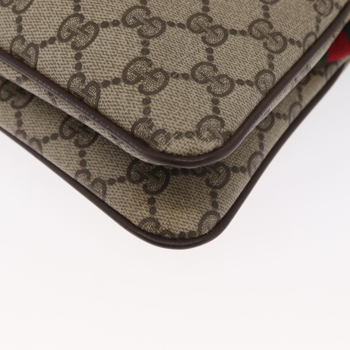 GUCCI GG Supreme Web Sherry Line Bag PVC Beige Gold 904 02 035 Auth ep12282
