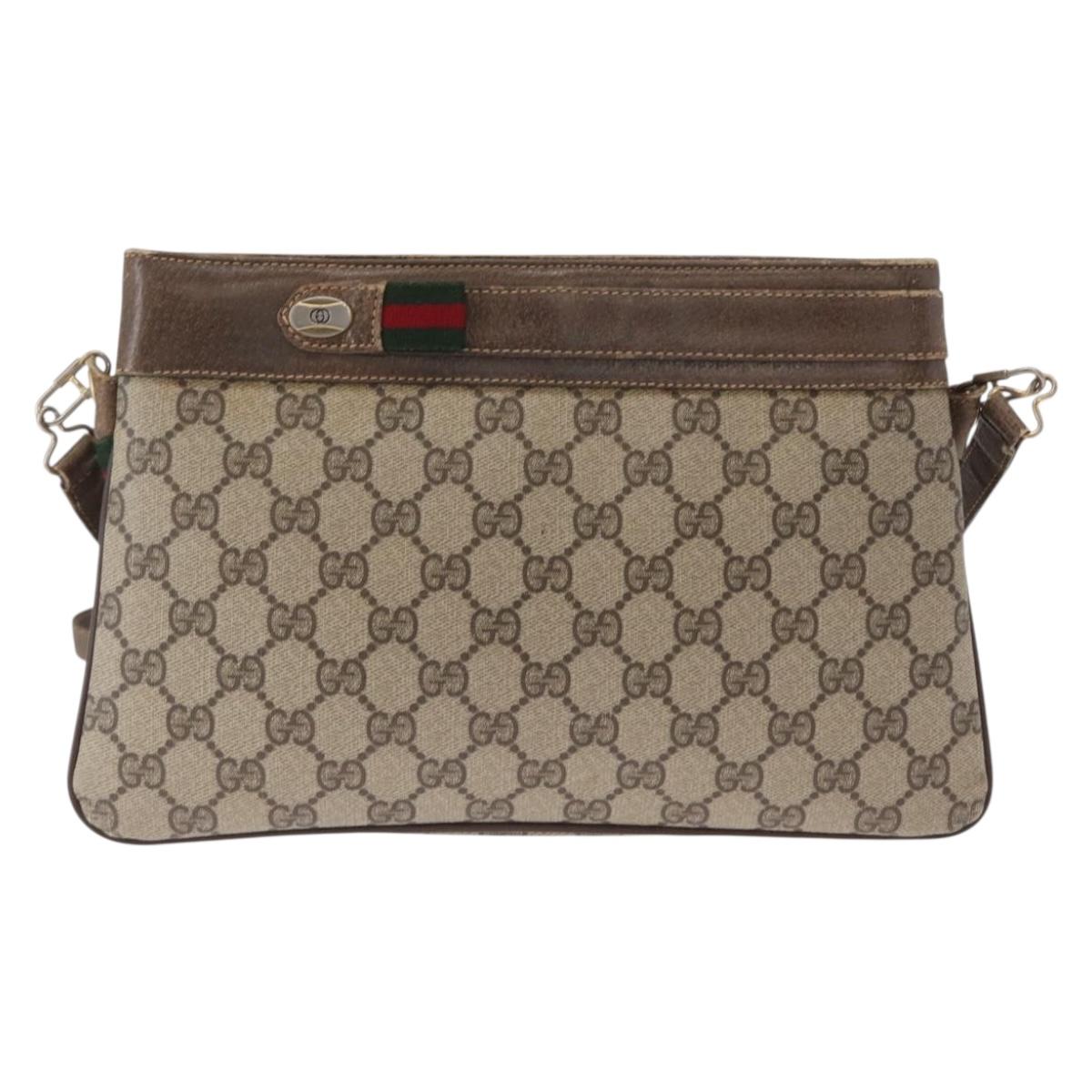 GUCCI GG Supreme Web Sherry Line Bag PVC Beige Gold 904 02 035 Auth ep12282