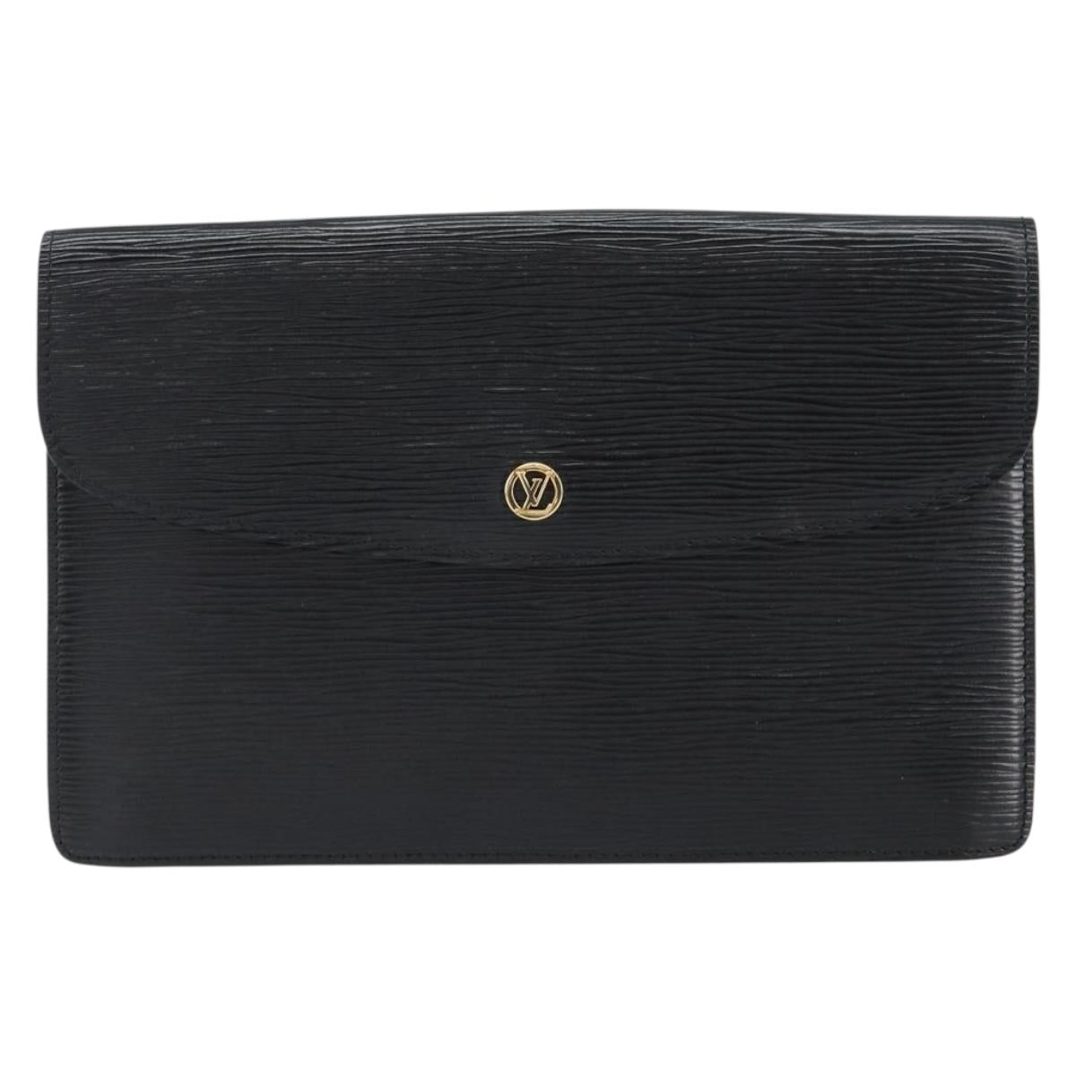 LOUIS VUITTON Epi Montaigne 27 Clutch Bag Black M52652 LV Auth ep12295