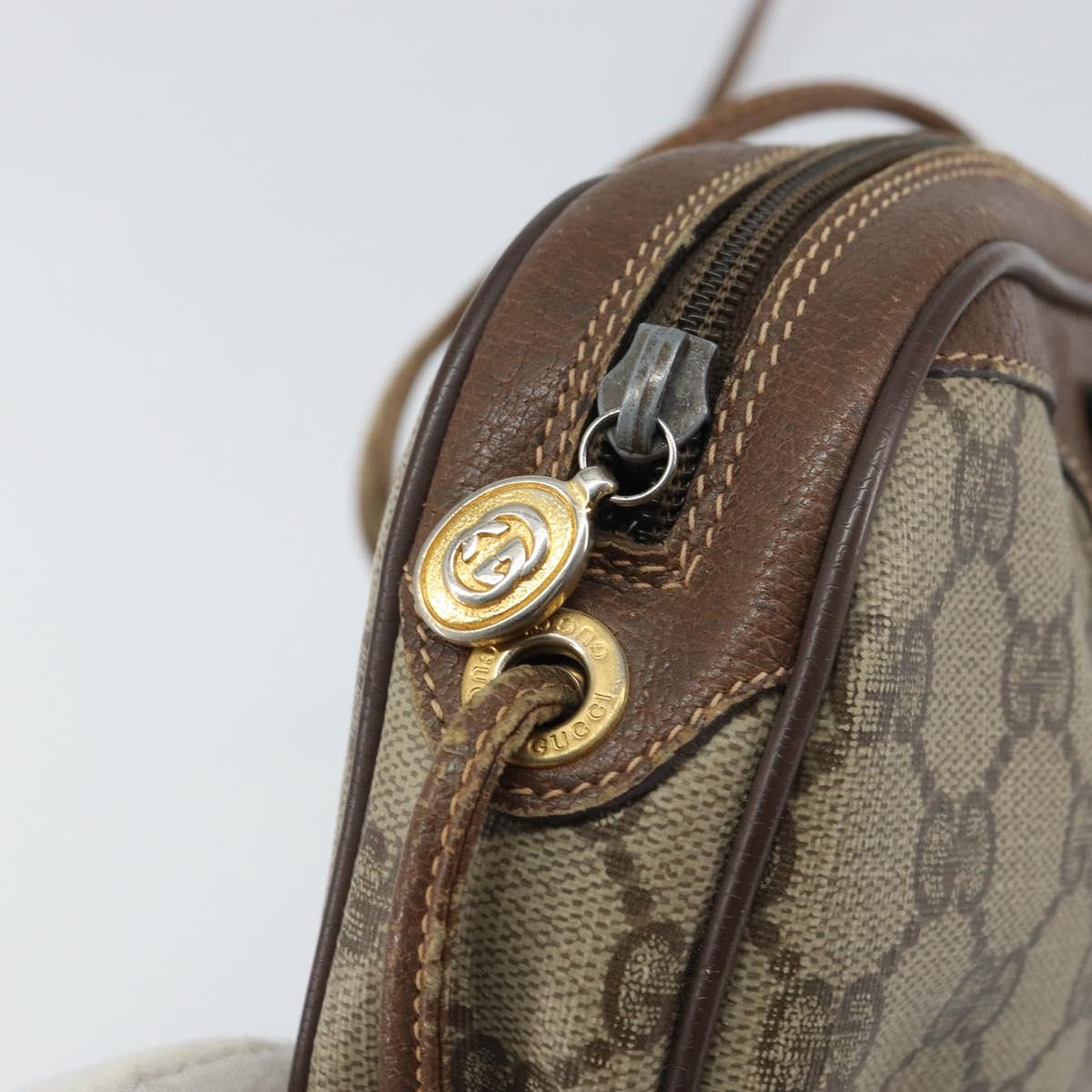GUCCI GG Supreme Web Sherry Line Bag PVC Beige Gold 156 02 066 Auth ep12301