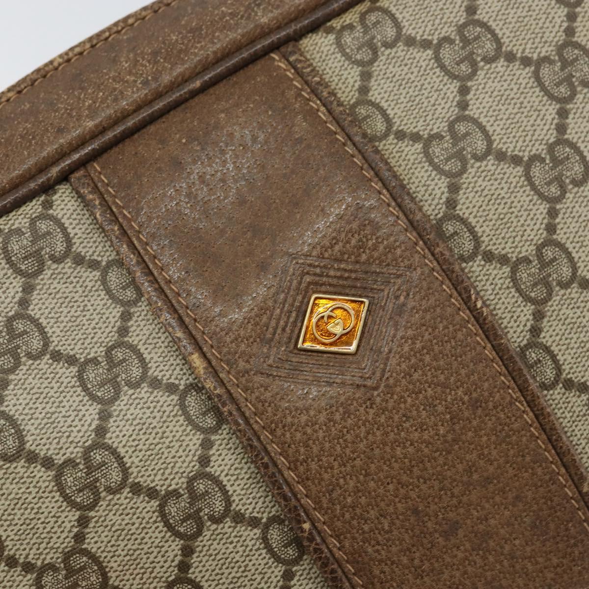 GUCCI GG Supreme Shoulder Bag PVC Beige Gold Auth ep12302