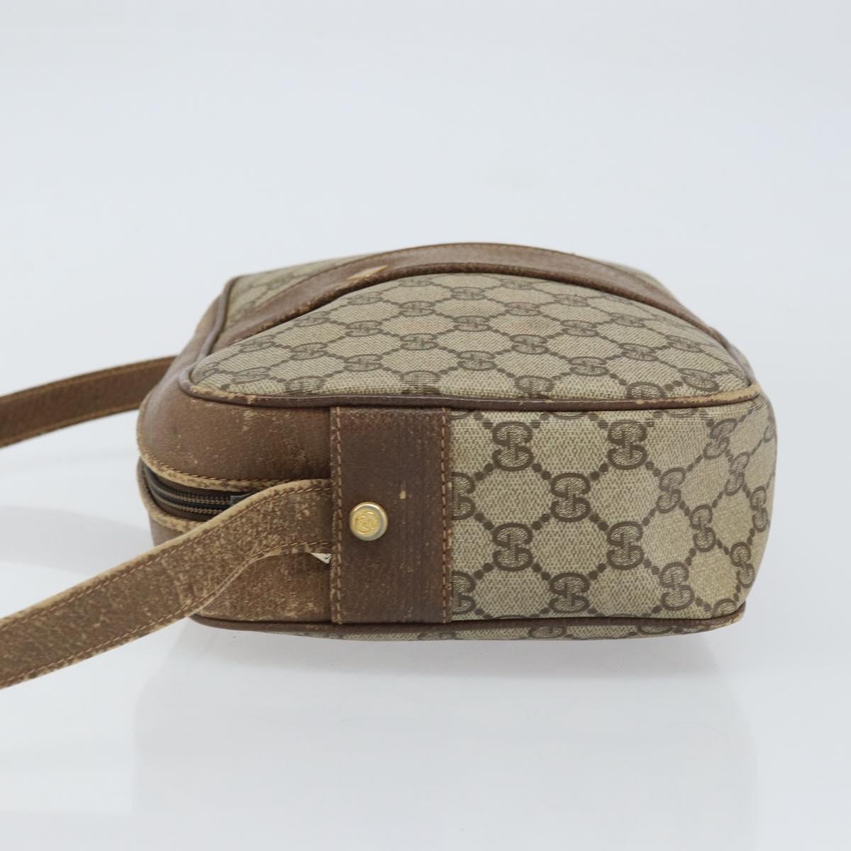 GUCCI GG Supreme Shoulder Bag PVC Beige Gold Auth ep12302