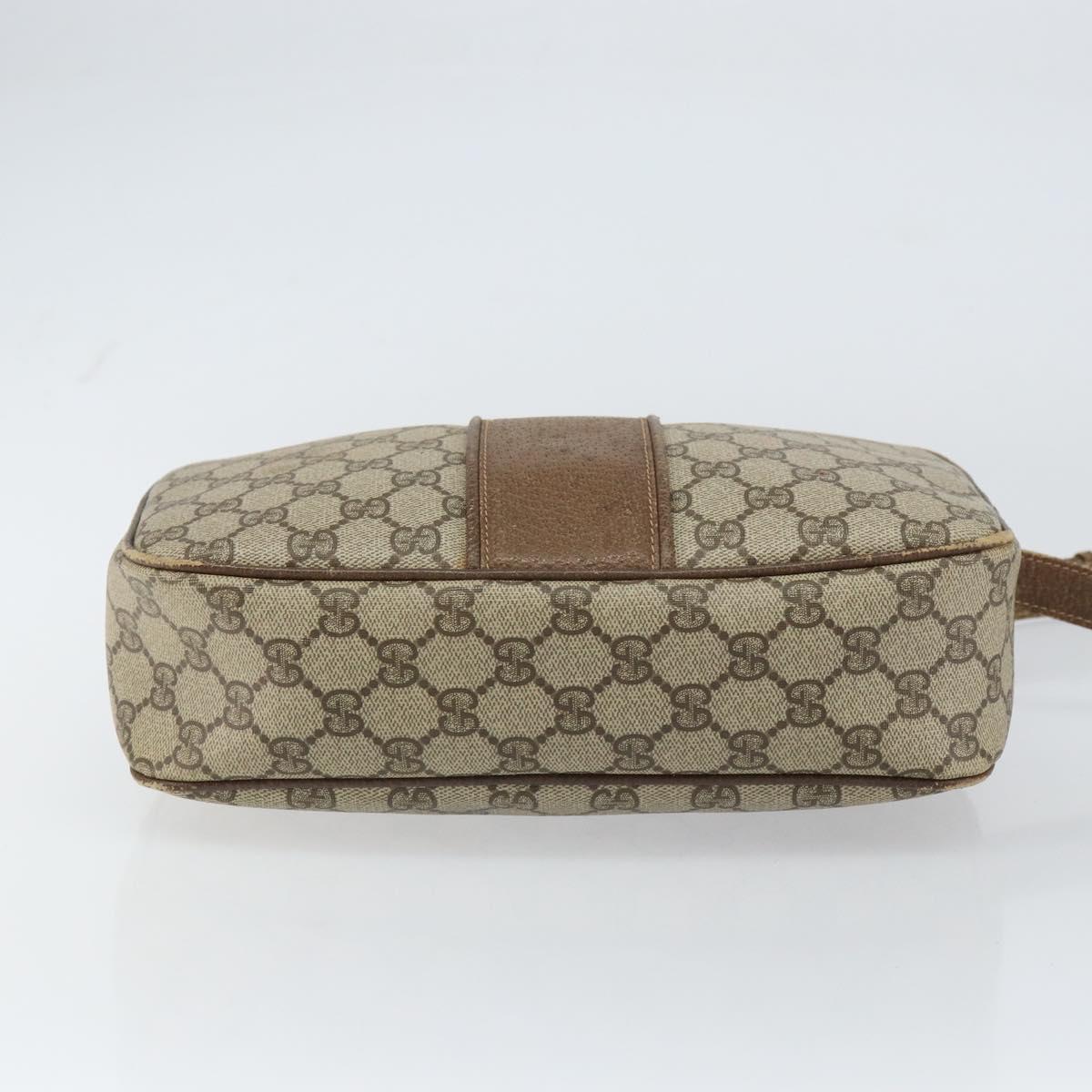 GUCCI GG Supreme Shoulder Bag PVC Beige Gold Auth ep12302