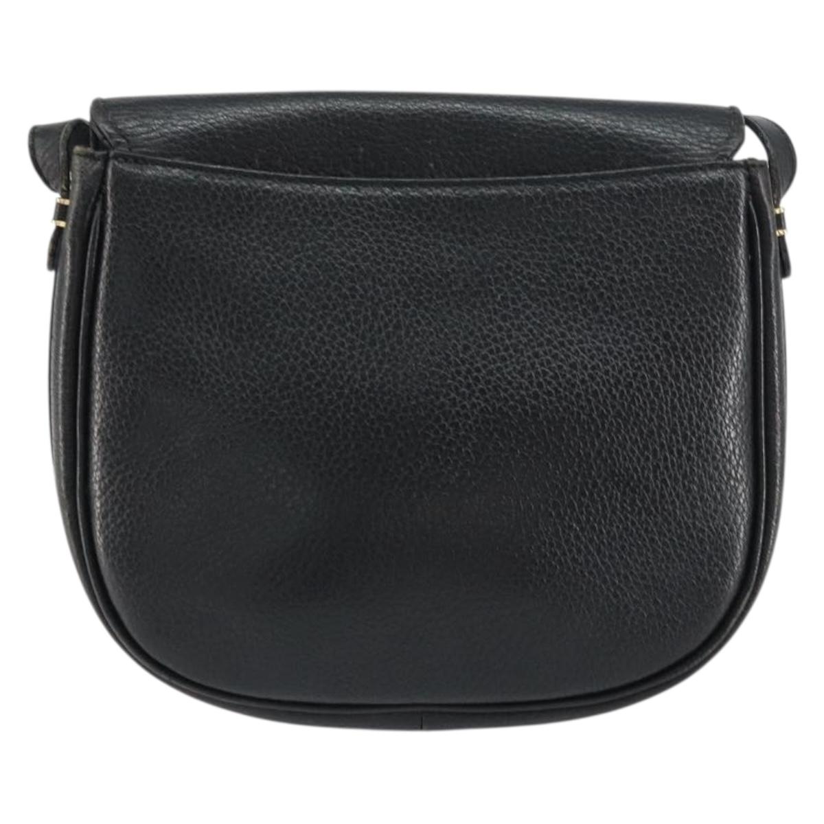 Burberrys Shoulder Bag Leather Black Gold Auth ep12303