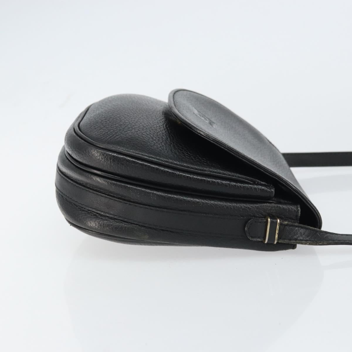 Burberrys Shoulder Bag Leather Black Gold Auth ep12303