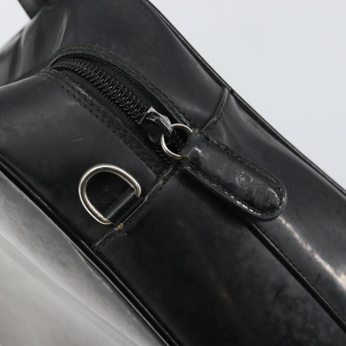 GUCCI Hand Bag Enamel Black Silver 000 1274 0505 Auth ep12304