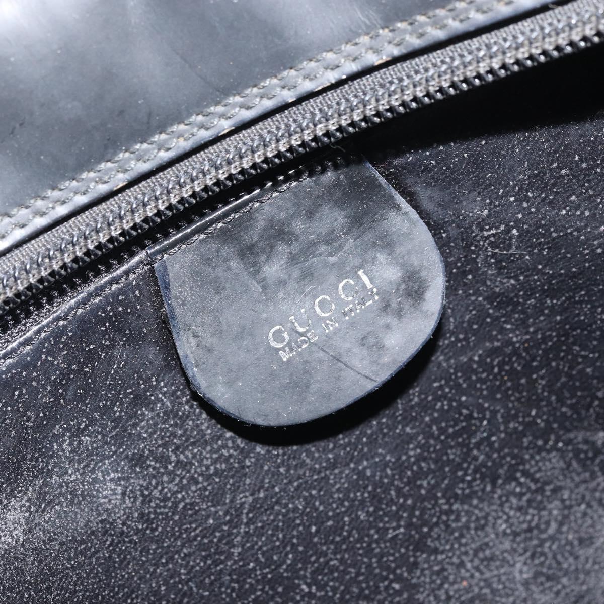 GUCCI Hand Bag Enamel Black Silver 000 1274 0505 Auth ep12304
