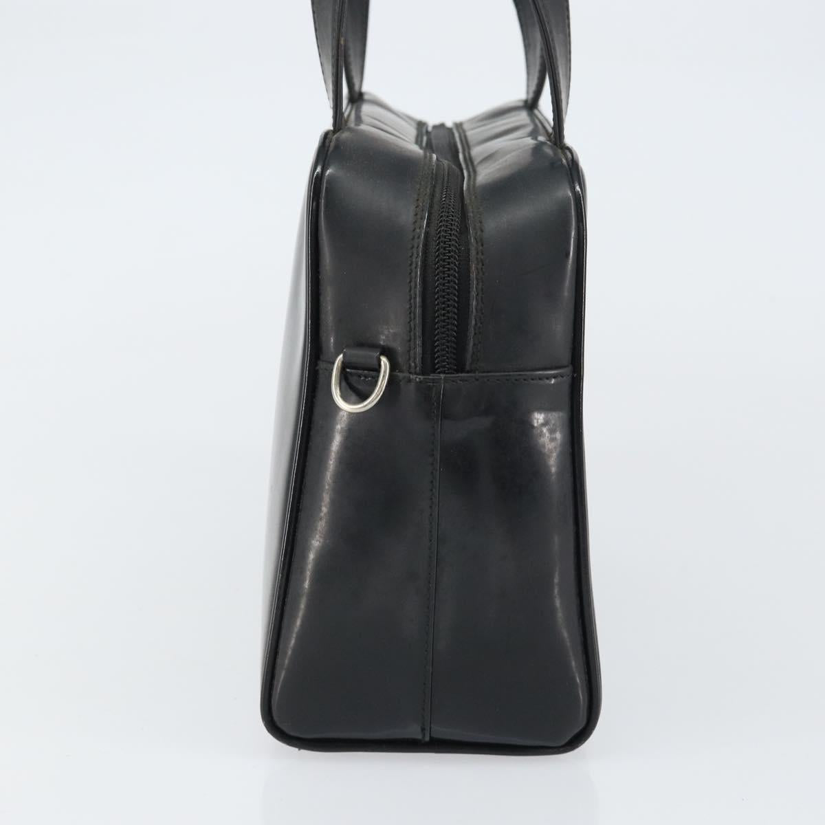 GUCCI Hand Bag Enamel Black Silver 000 1274 0505 Auth ep12304