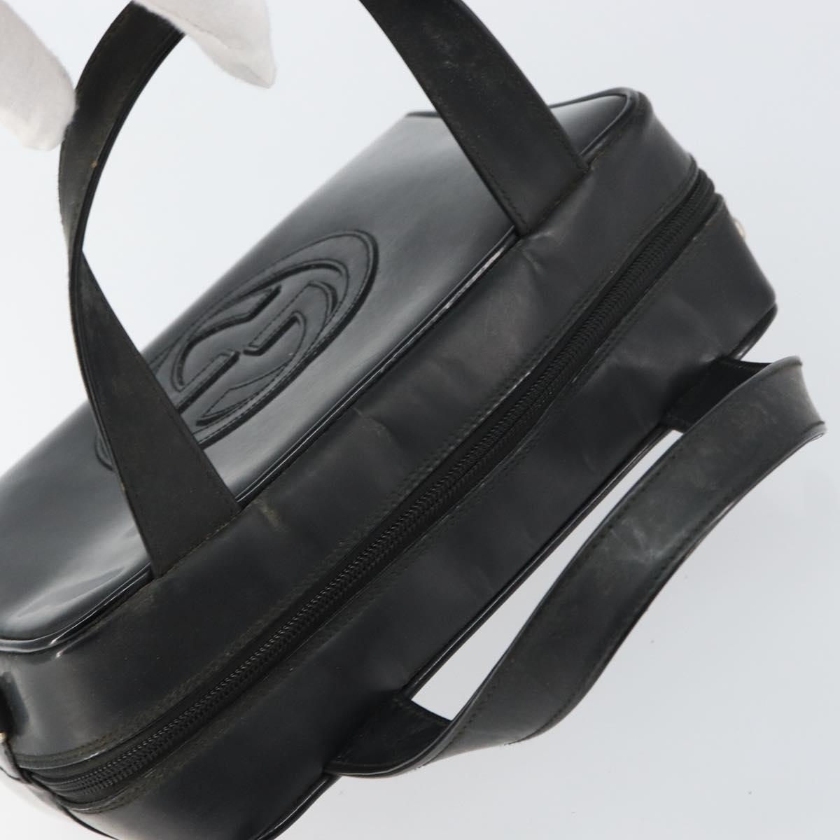 GUCCI Hand Bag Enamel Black Silver 000 1274 0505 Auth ep12304