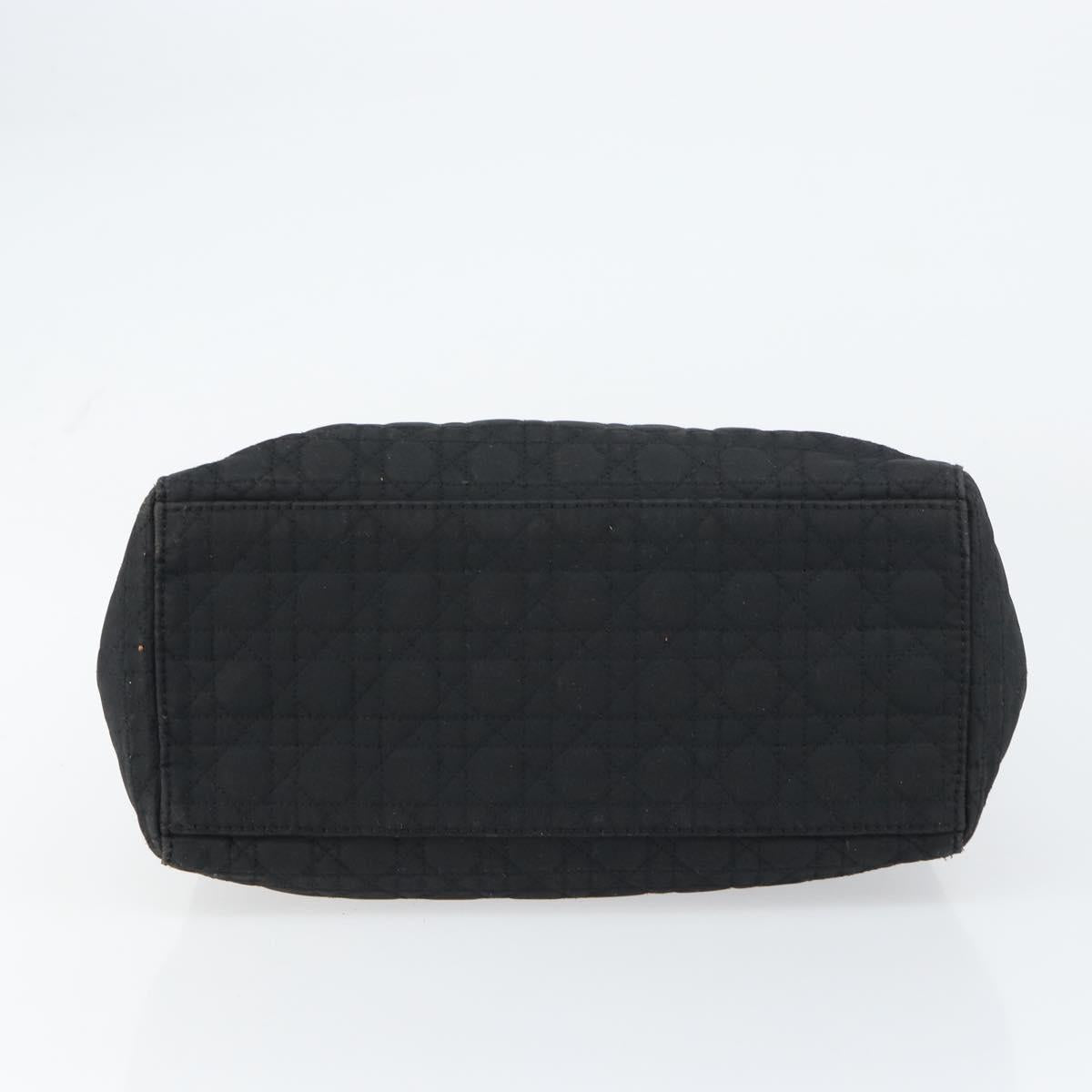 Christian Dior Lady Dior Canage Hand Bag Nylon Black Gold Auth ep12307
