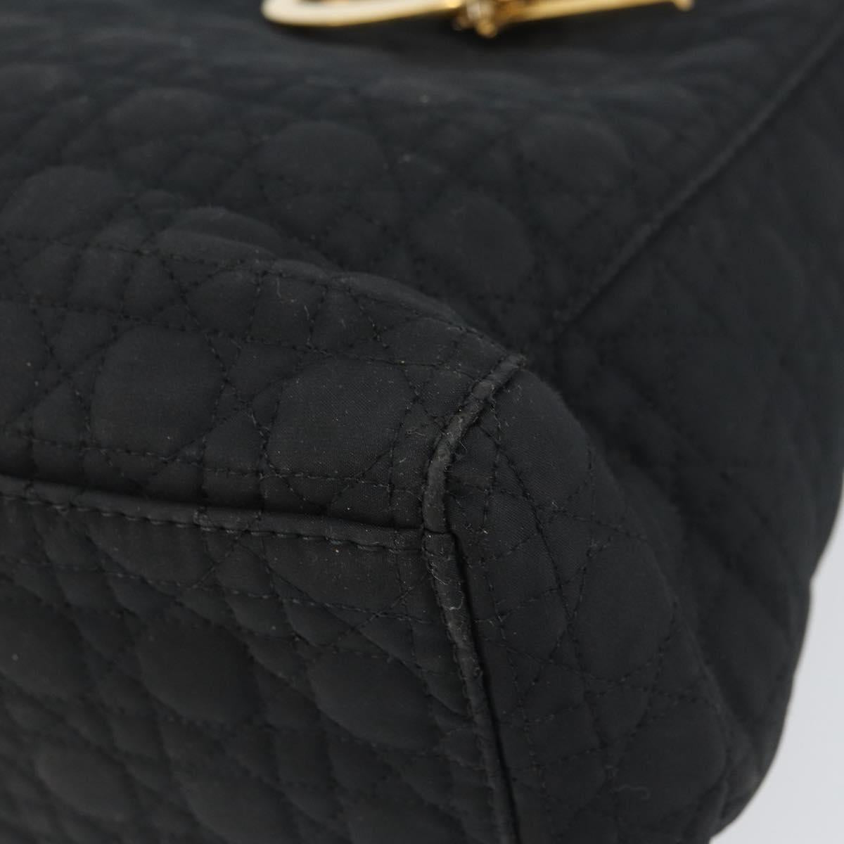 Christian Dior Lady Dior Canage Hand Bag Nylon Black Gold Auth ep12307