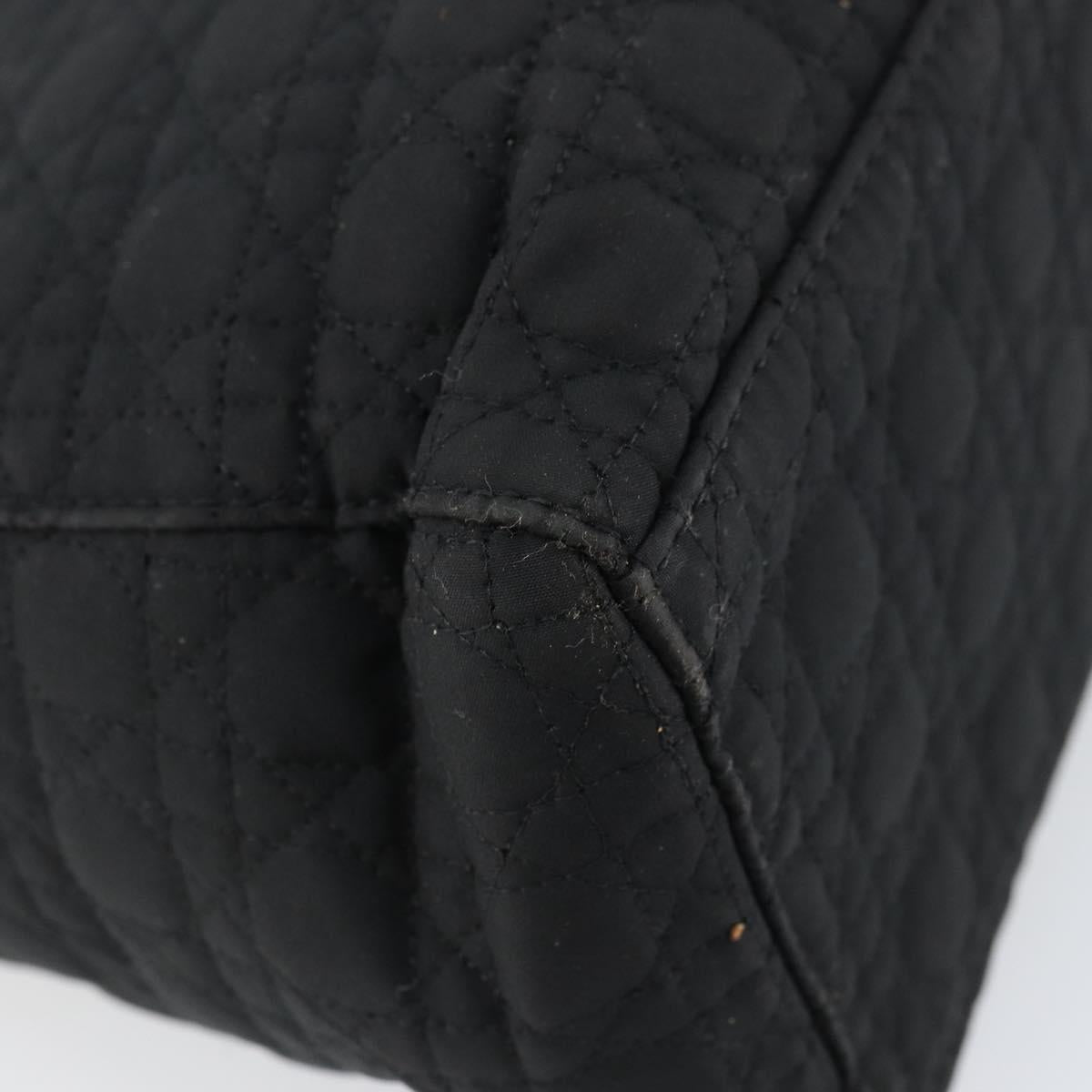 Christian Dior Lady Dior Canage Hand Bag Nylon Black Gold Auth ep12307