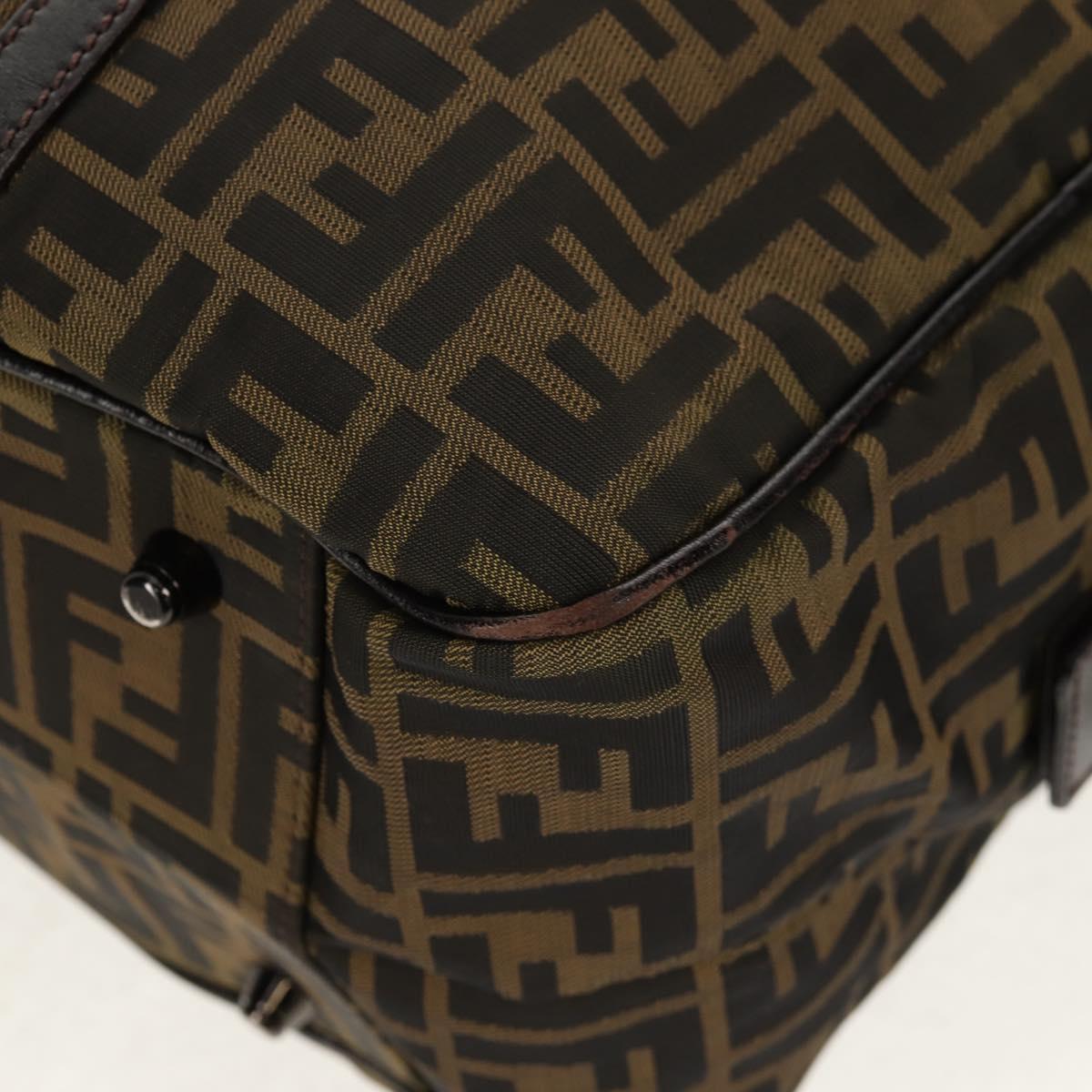 FENDI Zucca Canvas Boston Bag Black Brown Auth ep12318