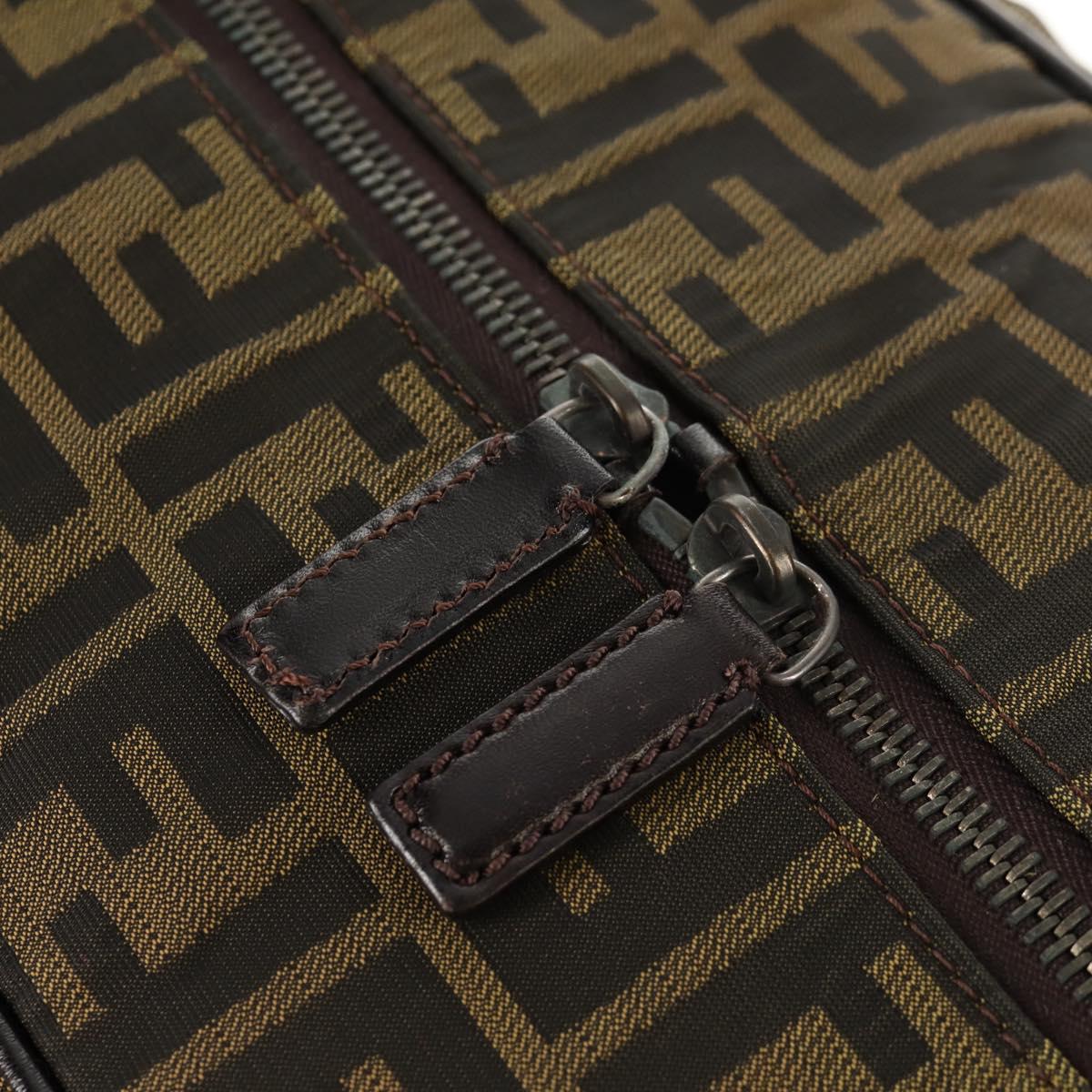 FENDI Zucca Canvas Boston Bag Black Brown Auth ep12318