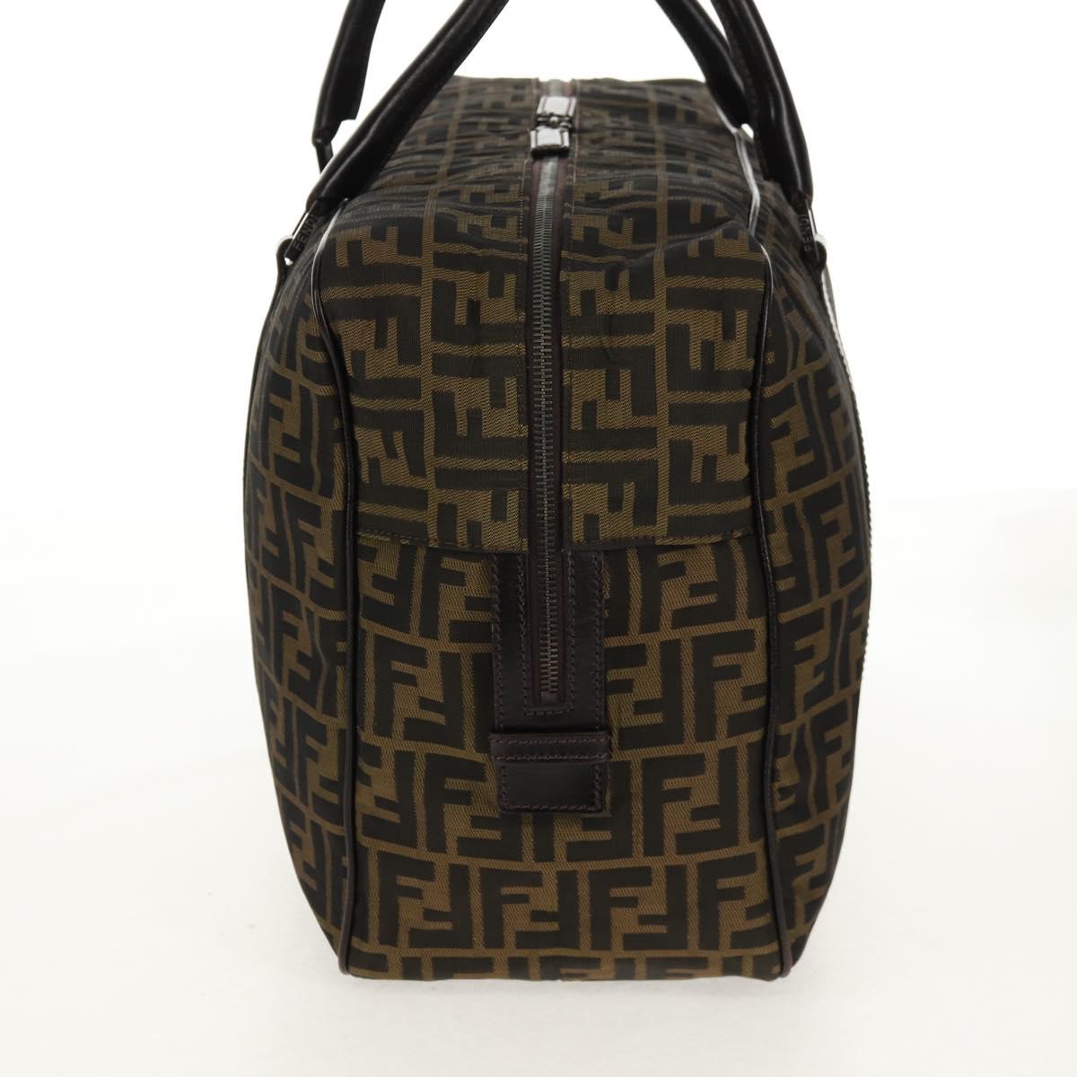 FENDI Zucca Canvas Boston Bag Black Brown Auth ep12318