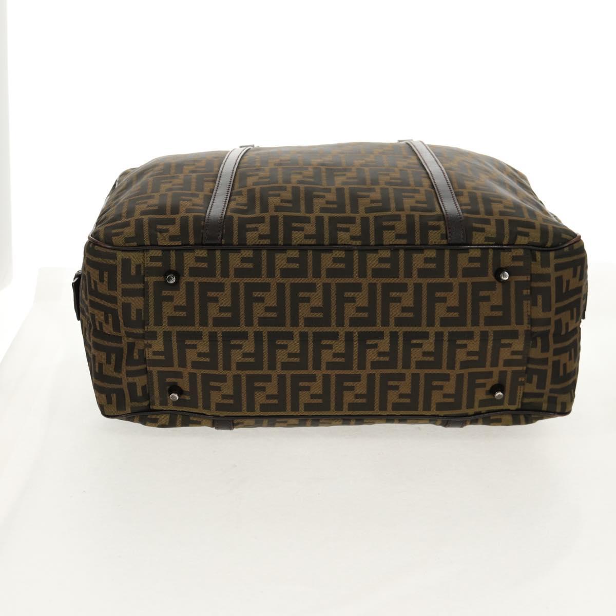 FENDI Zucca Canvas Boston Bag Black Brown Auth ep12318