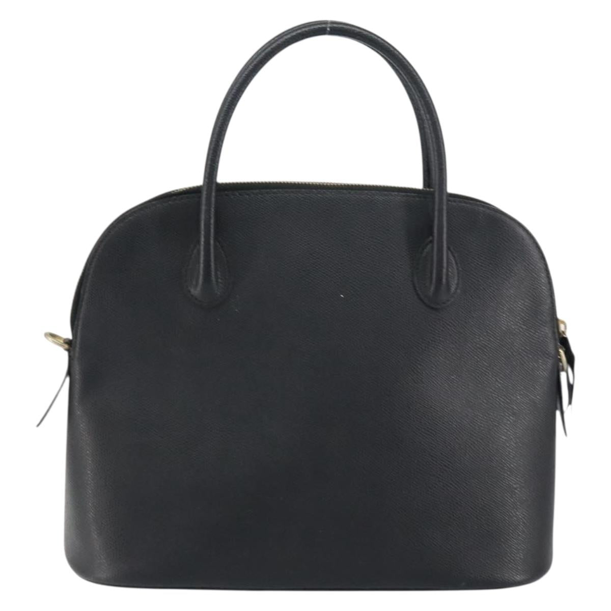 CELINE Hand Bag Leather Black Gold Auth ep12323
