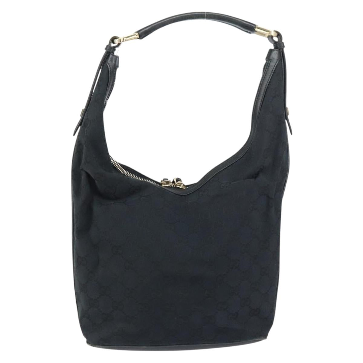 GUCCI GG Canvas Shoulder Bag Black Gold 001 4288 Auth ep12327