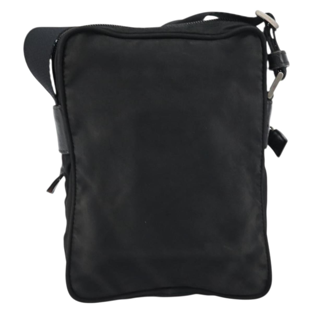 PRADA Shoulder Bag Nylon Silver Black Auth ep12328