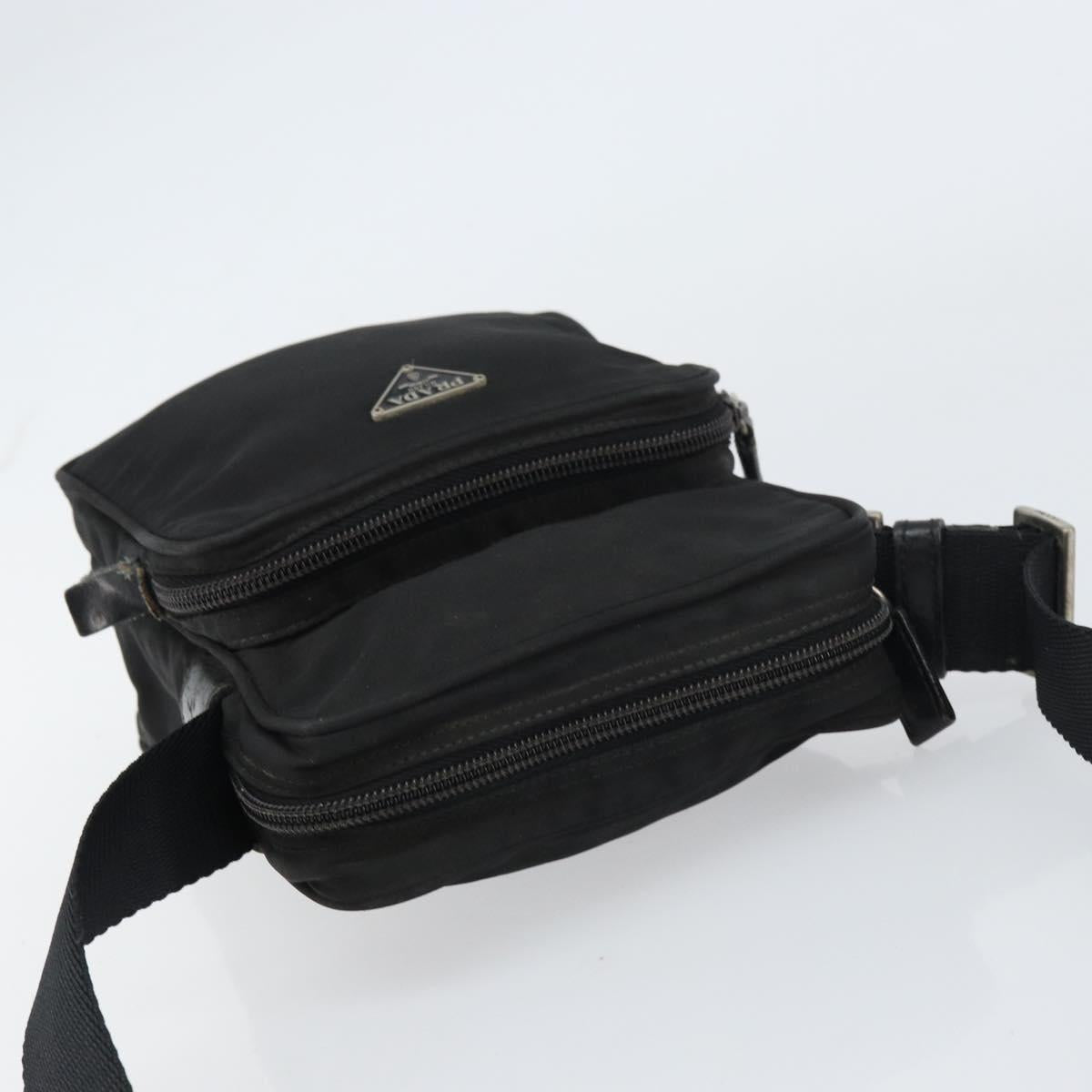 PRADA Shoulder Bag Nylon Silver Black Auth ep12328