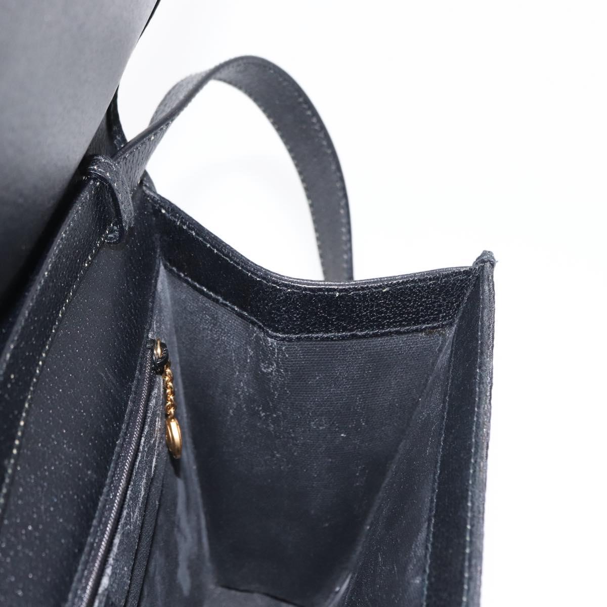 GUCCI Shoulder Bag Leather Canvas Black Gold 004 115 0289 Auth ep12335