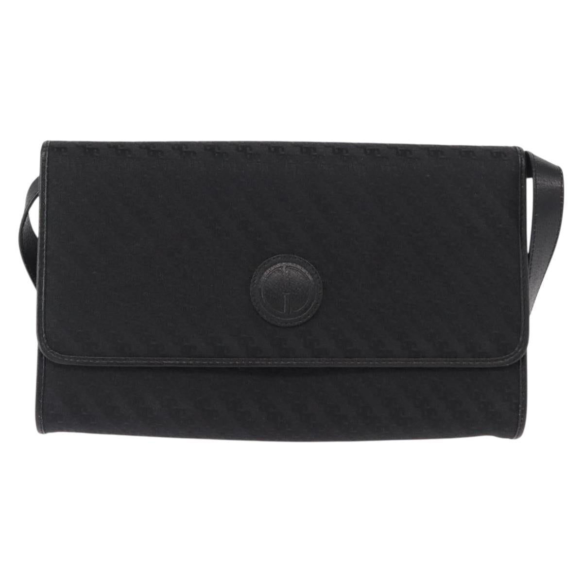 GUCCI Shoulder Bag Leather Canvas Black Gold 004 115 0289 Auth ep12335