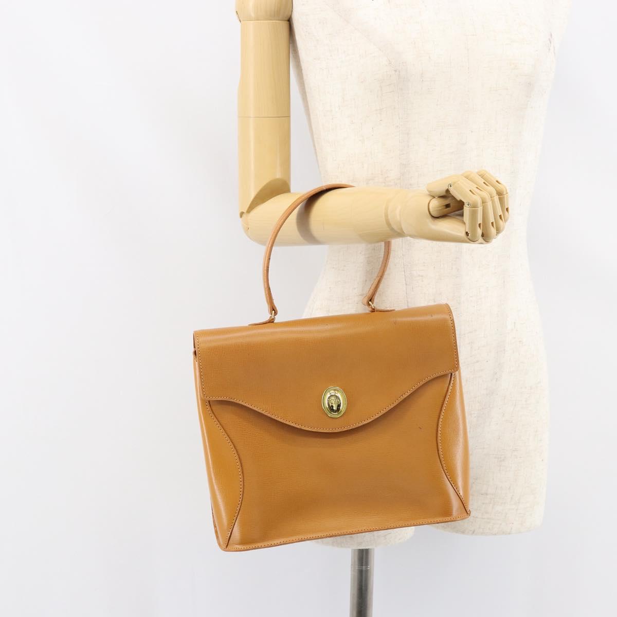 Christian Dior Hand Bag Leather Brown Gold Auth ep12336