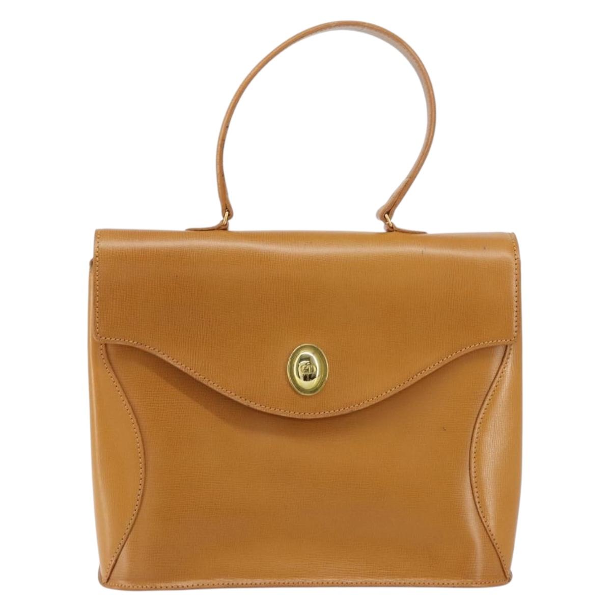Christian Dior Hand Bag Leather Brown Gold Auth ep12336