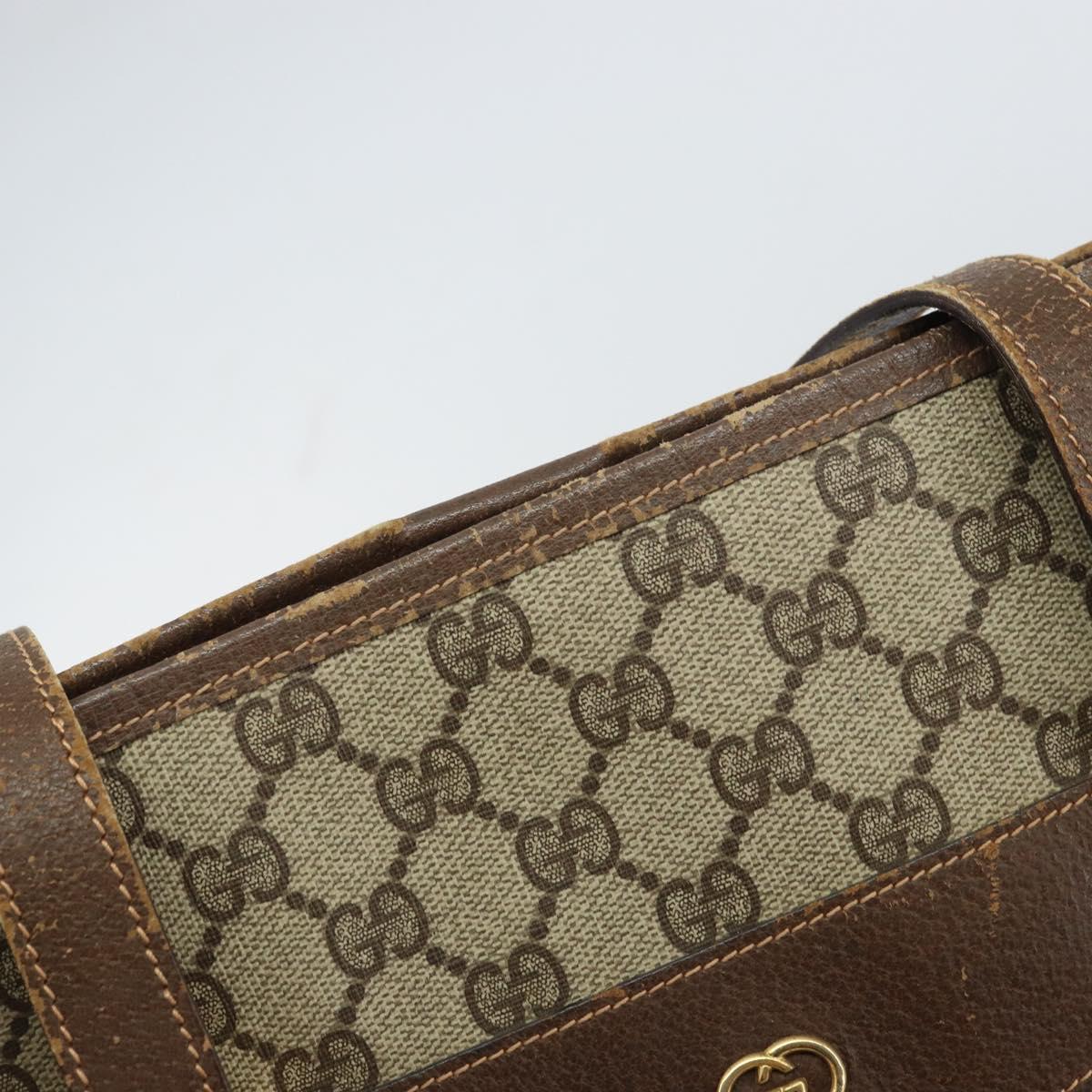 GUCCI GG Supreme Tote Bag PVC Beige Gold Auth ep12338