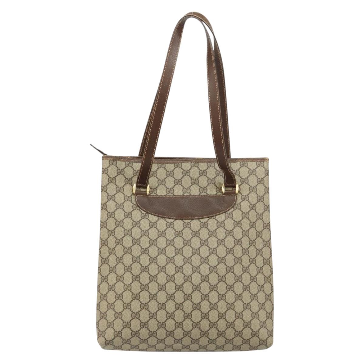 GUCCI GG Supreme Tote Bag PVC Beige Gold Auth ep12338