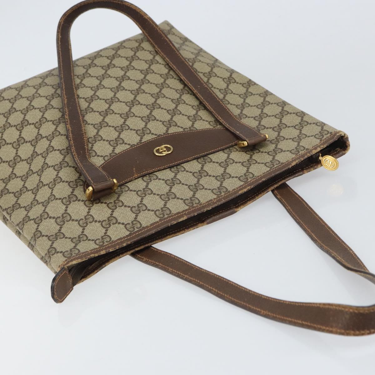 GUCCI GG Supreme Tote Bag PVC Beige Gold Auth ep12338