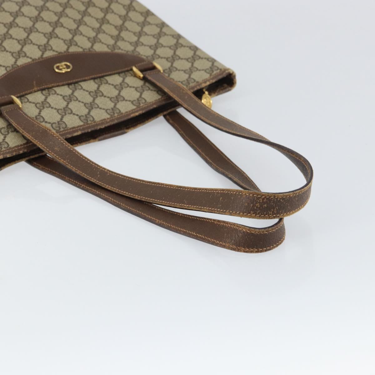 GUCCI GG Supreme Tote Bag PVC Beige Gold Auth ep12338