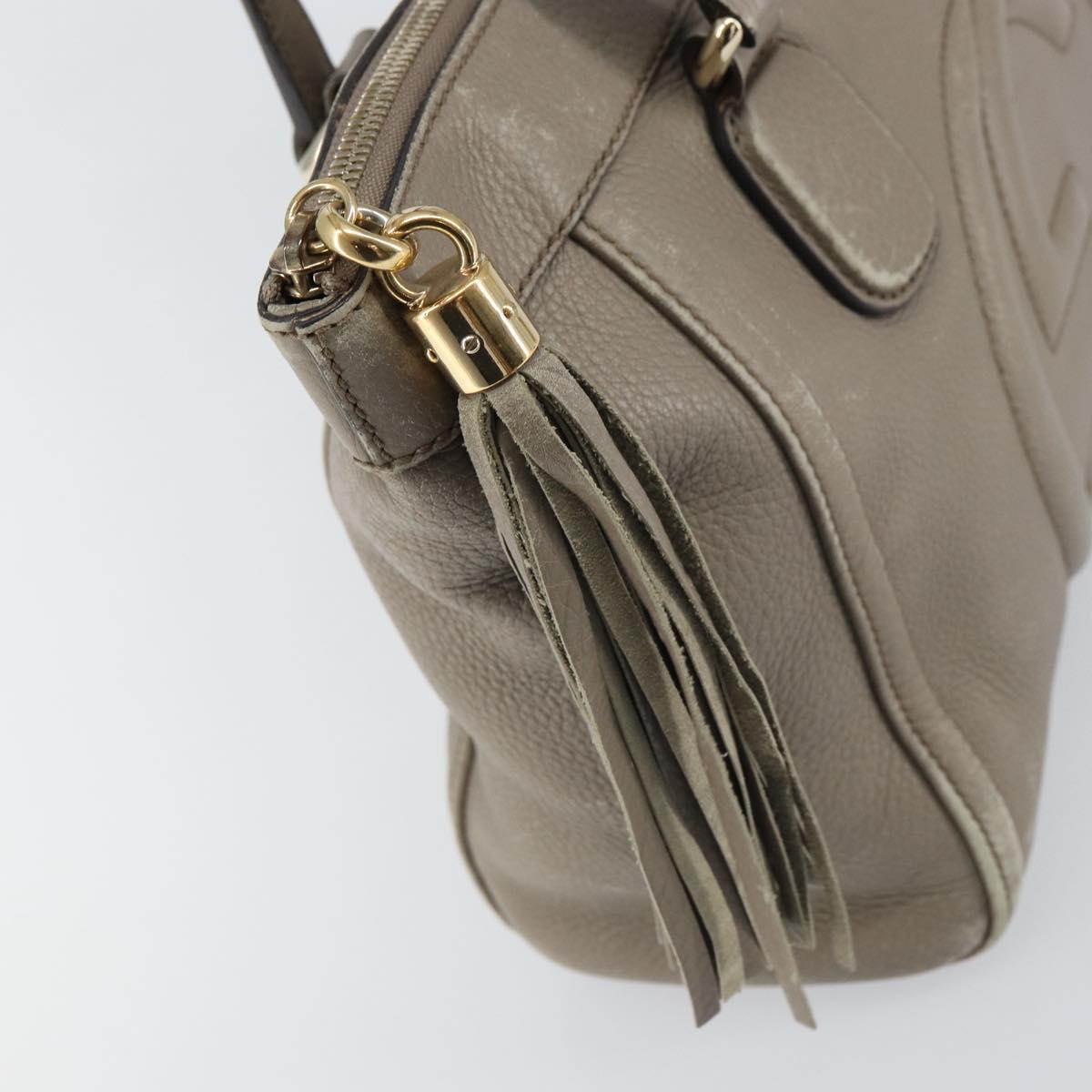 GUCCI Soho Tote Bag Leather Gray Gold 282307 Auth ep12345