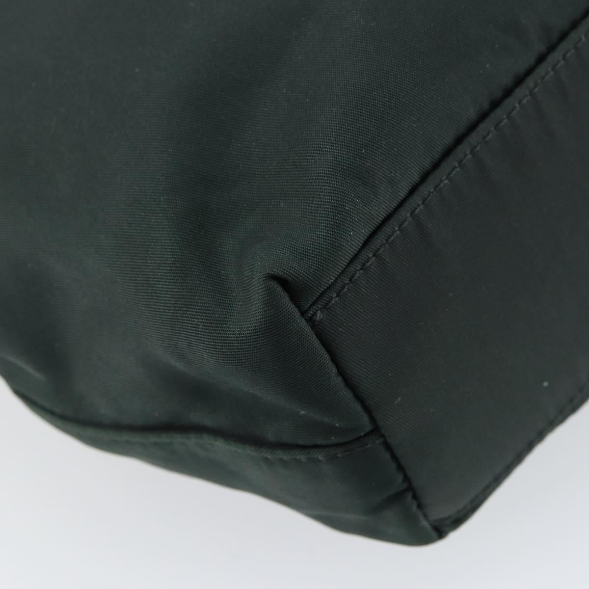 Christian Dior Hand Bag Nylon Khaki Silver Auth ep12359