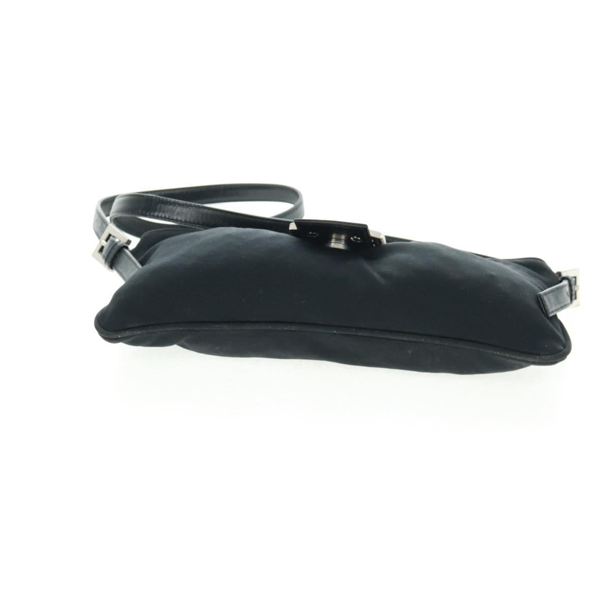 FENDI Mamma Baguette Shoulder Bag Nylon Black Silver Auth ep12368