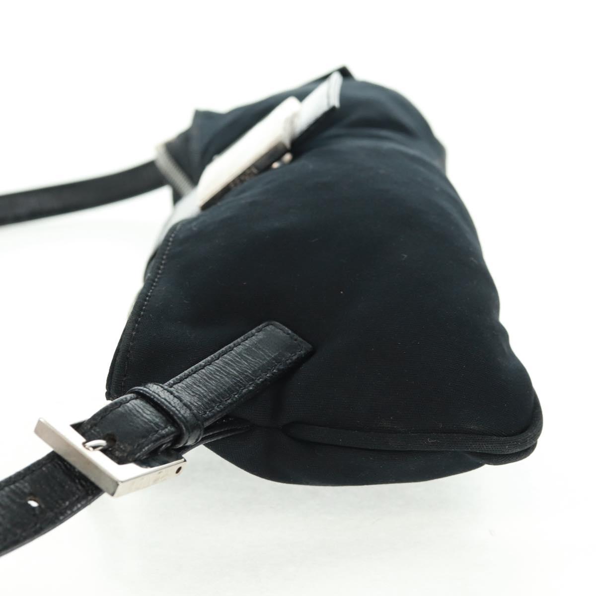FENDI Mamma Baguette Shoulder Bag Nylon Black Silver Auth ep12368