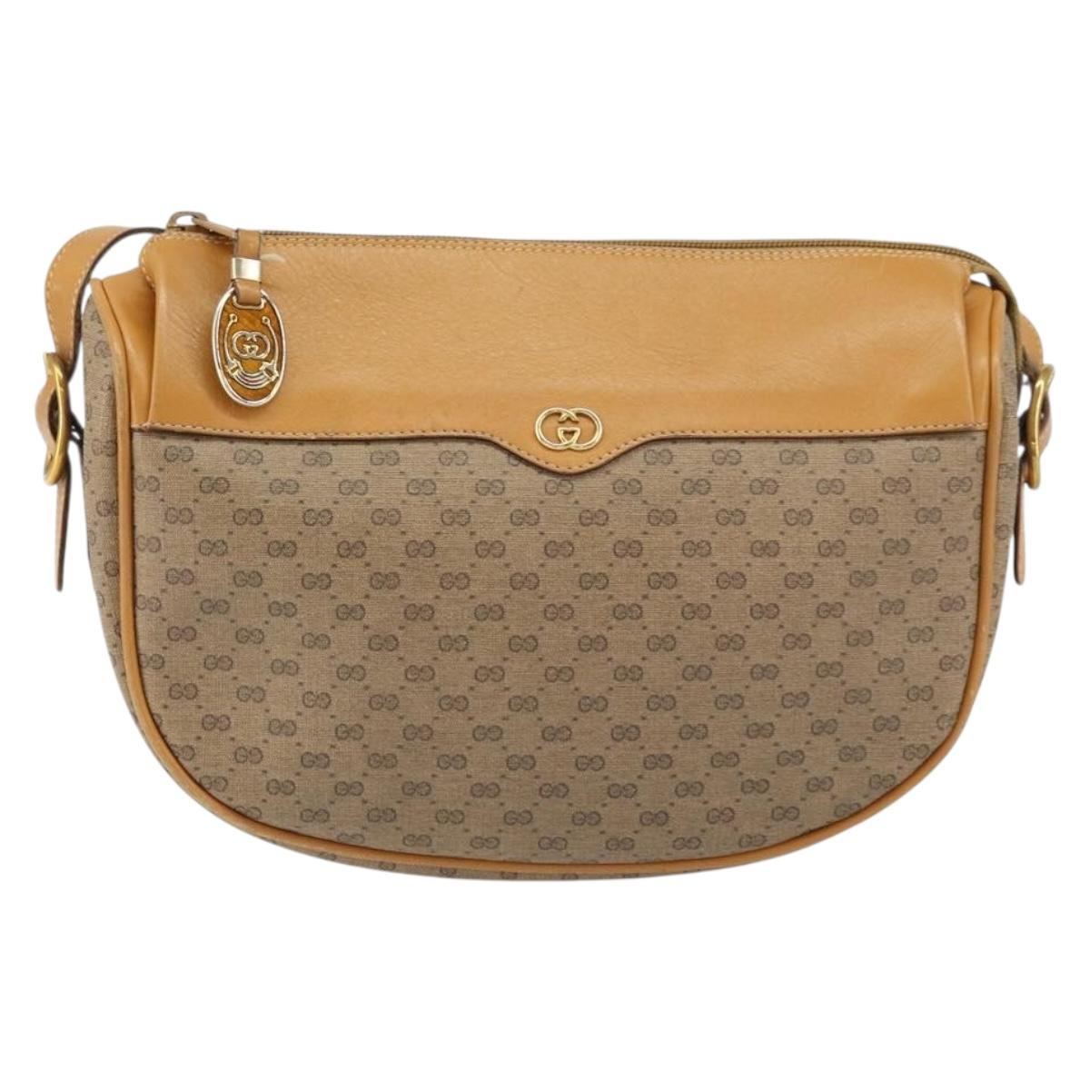 GUCCI Micro GG Supreme Shoulder Bag PVC Beige Gold 001 115 4001 Auth ep12369